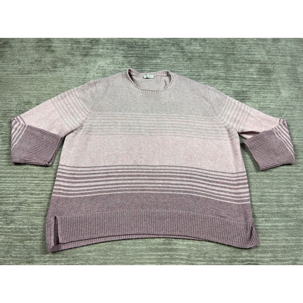 Ella Moss Sweater Womens XXL Pink CJEMS0634-PNK Striped Crew Neck Knit Pullover